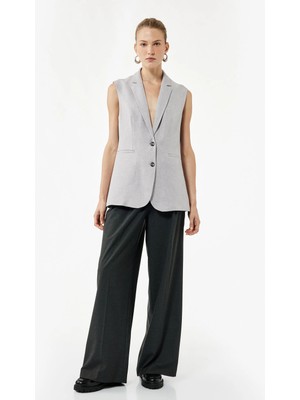 Koton Kruvaze Yaka Kolsuz Uzun Blazer Yelek