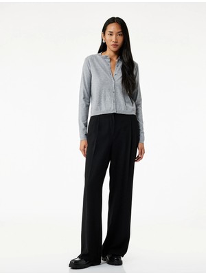 Regular Fit Uzun Kollu Bisiklet Yaka Triko Hırka