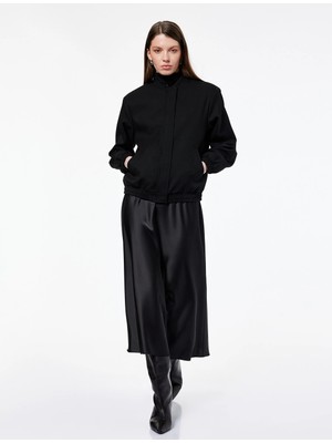 Koton Uzun Kollu Viskon Karışımlı Cep Detaylı Bomber Ceket