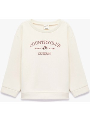 Koton Uzun Kollu Bisiklet Yaka Nakış Detaylı Sweatshirt