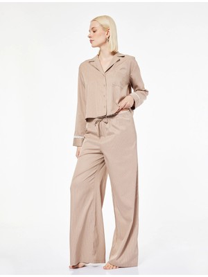 Rahat Kalıp Beli Dantelli Beli Bağcıklı Pijama Altı