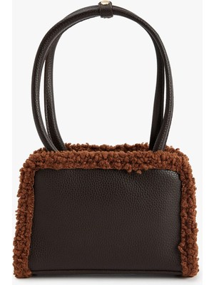 Koton Peluş Detaylı Fermuarlı Saplı Suni Deri Omuz Çantası