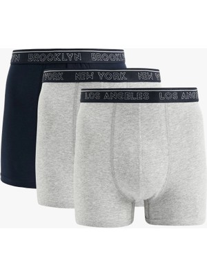 Koton Baskılı Lastikli Basic Pamuklu 3'lü Boxer Seti