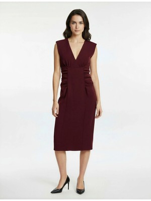 Koton Kolsuz V Yaka Drape Detaylı Uzun Elbise