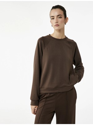 Modal Kumaş Rahat Kalıp Uzun Kollu Bisiklet Yaka Sweatshirt