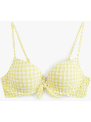 Koton Fiyonklu Pötikare Desenli Push Up Bikini Üstü