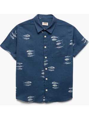 Keten ve Viskon Karışımlı Cep Detaylı Kısa Kollu Gömlek