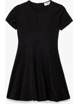 Kısa Kollu Bisiklet Yaka Pileli Basic Elbise