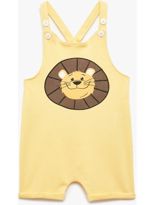 Koton Aslan Baskılı Ayarlanabilir Askılı Kısa Tulum Salopet