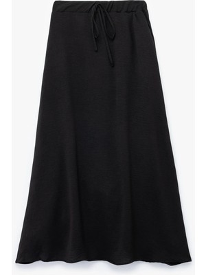 Aerobin Kumaş Midi Boy Çan Kesim Kloş Etek