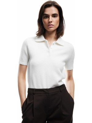 Kısa Kollu Düğmeli Polo Yaka Triko Kazak