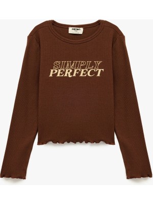 Ribanalı Uzun Kollu Bisiklet Yaka Pamuklu Tişört