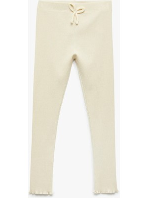 Kaşkorse Beli Lastikli Bağlama Detaylı Pamuklu Dar Kalıp Tayt