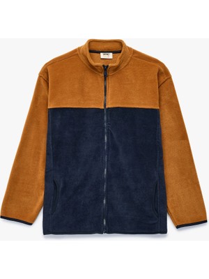Koton Dik Yaka Uzun Kollu Renk Bloklu Fermuarlı Polar Sweatshirt