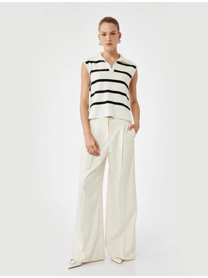 Koton Regular Fit Polo Yaka Kolsuz Triko Bluz