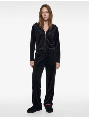 Koton Fermuarlı Uzun Kollu Rahat Kalıp Kapüşonlu Crop Pijama Üstü