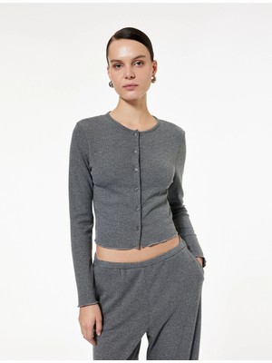 Koton Uzun Kollu Bisiklet Yaka Triko Pijama Üstü