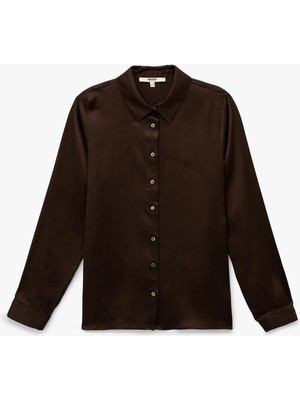 Koton Düğmeli Klasik Yaka Uzun Kollu Saten Gömlek