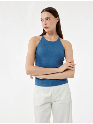 Koton Pamuklu Sırt Detaylı Kolsuz Halter Yaka Bluz