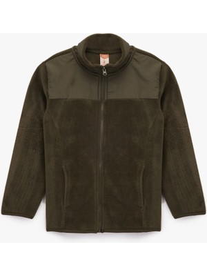 Uzun Kollu Cepli Dik Yaka Fermuarlı Polar Sweatshirt