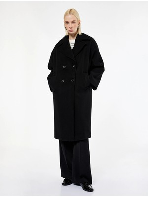 Cepli Uzun Kollu Kruvaze Uzun Kaşe Kaban