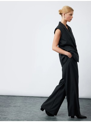 Koton Cepli Pile Detaylı Yüksek Bel Kumaş Baggy Pantolon