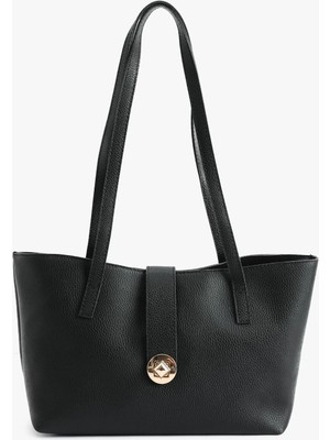 Metal Aksesuarlı Saplı Suni Deri Tote Çanta