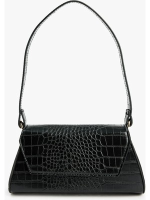 Koton Timsah Derisi Görünümlü Kapaklı Askılı Omuz Çantası