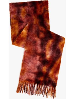 Koton Kadınlar İçin Batik Desenli Uzun Püsküllü Atkı Sarı Renk Kış Sezonuna Uygun
