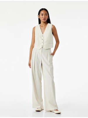 Pileli Geniş Paça Palazzo Pantolon