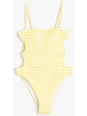 Koton Deniz Kabuğu Aksesuar Detaylı Çizgili Straplez Mayo