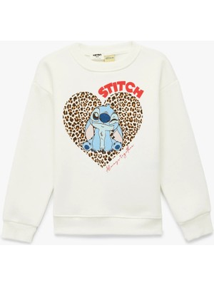 Koton Lisanslı Stitch Baskılı Uzun Kollu Bisiklet Yaka Şardonlu Sweatshirt