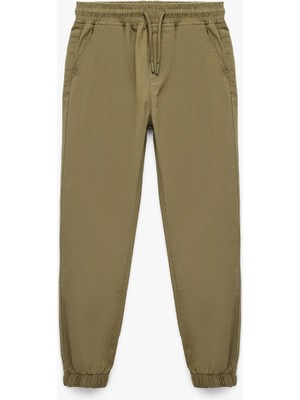 Koton Pamuklu Beli Bağcıklı Cepli Jogger Gabardin Pantolon