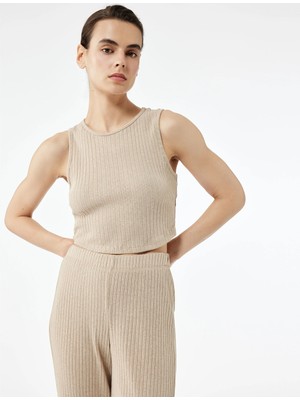 Koton Rahat Kalıp Bisiklet Yaka Kolsuz Pijama Üstü