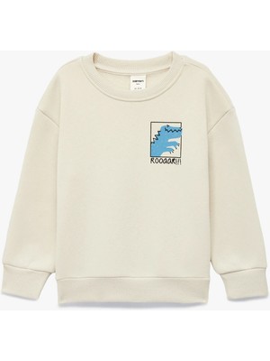 Koton Dinozor Baskılı Uzun Kollu Bisiklet Yaka Oversize Sweatshirt