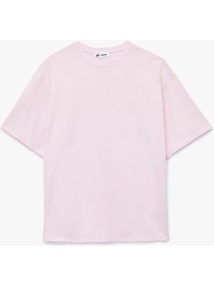 Kısa Kollu Bisiklet Yaka Pamuklu Basic Oversize Tişört