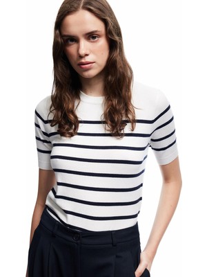 Kısa Kollu Bisiklet Yaka Basic Triko Kazak