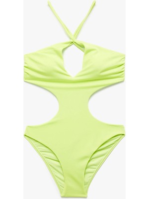 Ip Askılı Halter Yaka Parlak Mayokini