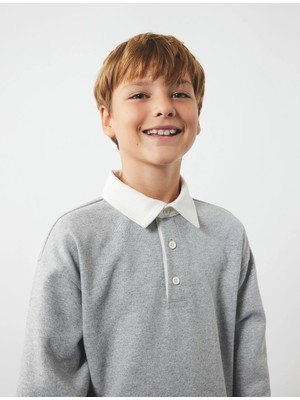 Koton Şardonlu Uzun Kollu Düğmeli Gömlek Yaka Sweatshirt