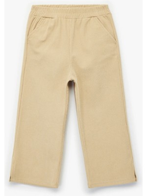 Koton Çift Cepli Beli Lastikli Geniş Paça Kadife Eşofman Altı