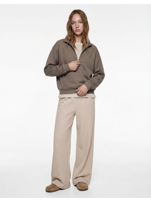 Koton Dik Yaka Fermuarlı Rahat Kalıp Triko Pijama Üstü