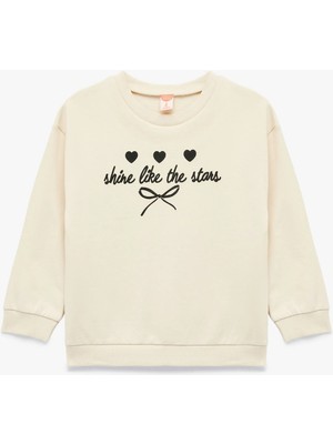 Koton Uzun Kollu Bisiklet Yaka Pamuklu Baskılı Sweatshirt