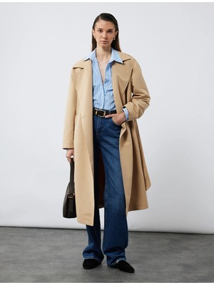 Koton Klasik Yaka Uzun Kollu Oversize Poplin Gömlek