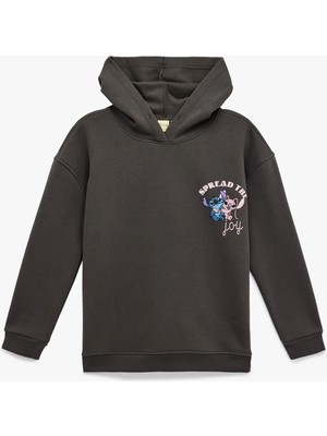 Koton Stitch Lisanslı Baskılı Uzun Kollu Kapüşonlu Oversize Sweatshirt