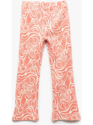 Pamuklu Beli Lastikli Desenli Ispanyol Paça Tayt