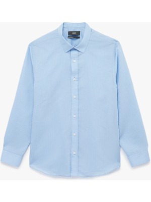 Regular Fit Pamuklu Poplin Klasik Yaka Uzun Kollu Gömlek