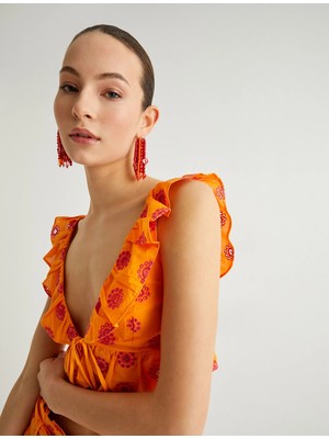 Koton Fırfırlı Crop Fisto Üst