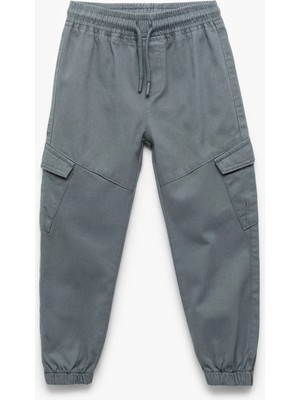 Pamuklu Gabardin Beli Bağcıklı Kargo Cepli Jogger Pantolon