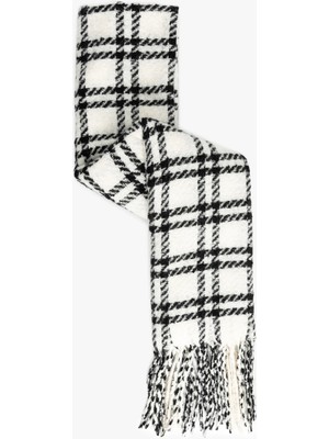 Koton Kareli Püsküllü Yumuşak Dokulu Uzun Atkı