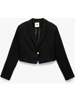 Koton Uzun Kollu Kruvaze Düğmeli Crop Blazer Ceket